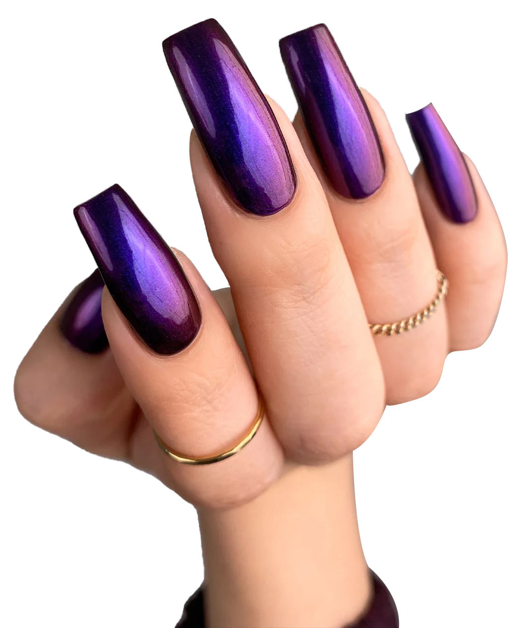 Hand purple nail polish